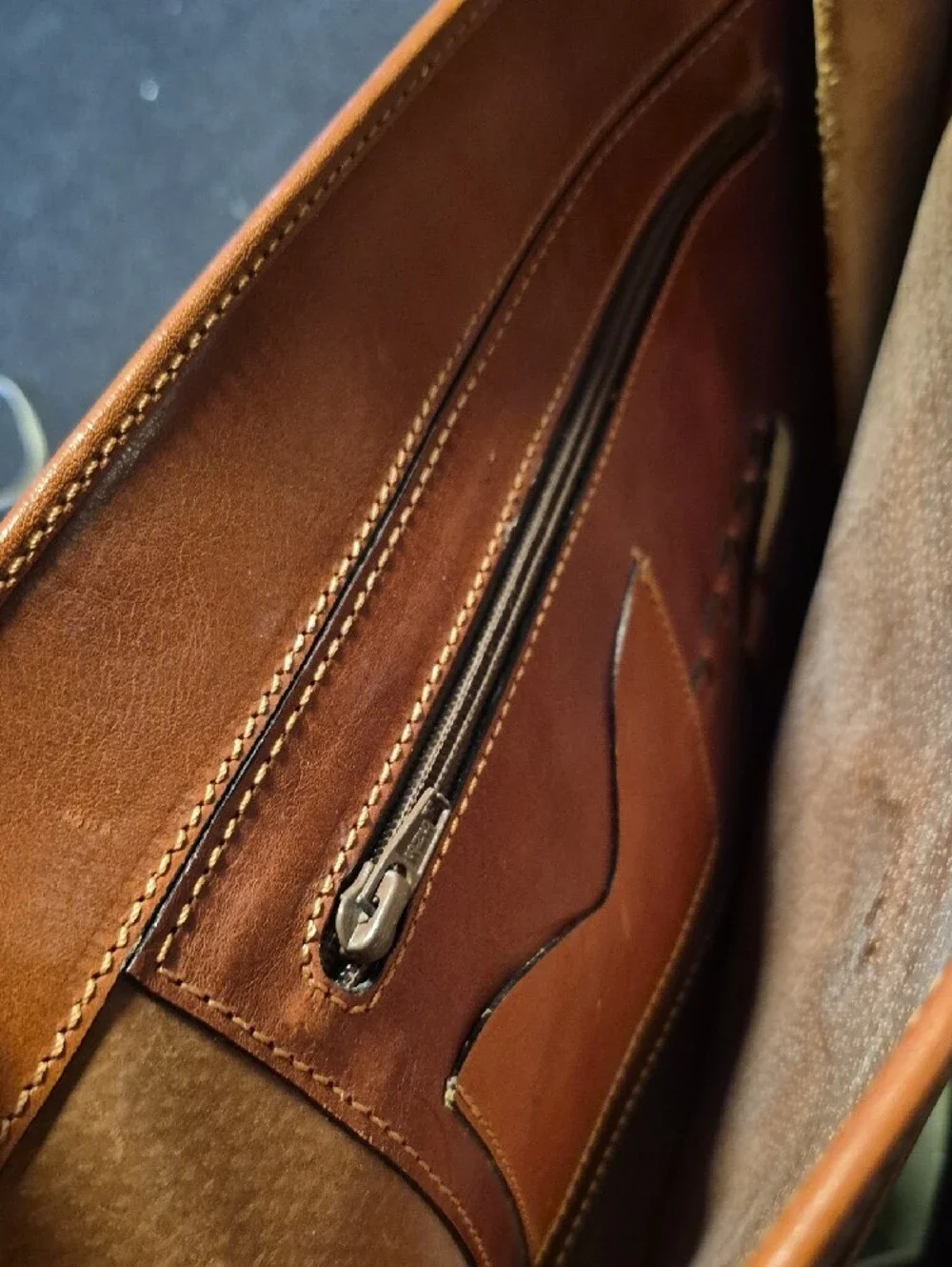 Men's Leather Briefcase Bag in Cognac Brown